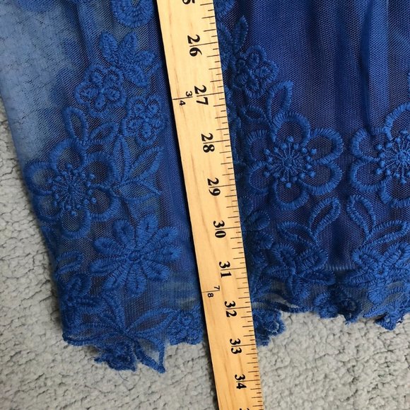 Free People Lace Mini Slip Dress Women's XS Embroidered Lined Sleeveless Blue - Picture 10 of 12